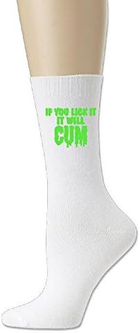 UINIRUN Men's Cotton Crew Athletic Sock Green-If You Lick It They Will Cum Unisex Running Crew Sock Comfort Blend Crew Sock For Men