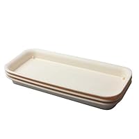 BangQiao 11 Inch Plastic Rectangular Planter Pot Saucer Tray for Indoor and Outdoor Plants,Pack of 3, Beige