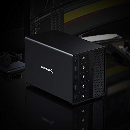 SABRENT 5-Bay USB 3.2 Gen 2 SATA Docking Station for 3.5” HDD/SSD, 10Gbps USB-C DAS, Tray-Less Hot-Swap, Aluminum Enclosure with 120mm Cooling Fan, Individual Power Switches, No RAID (DS-SC5B)