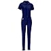 Bodycon4U Women's Short Sleeve Zip Up Sport Bodycon Jumpsuit Romper Zentai Unitard Romper Blue XL