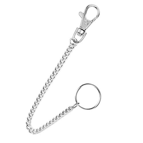 16" Silver Nickel Plated Pocket Chain Wallet Chain String with Lobster Claw Clasp Trigger Snap Handle for Belt Loop, Purse Handbag Strap, Keys, Wallet, and Traveling - Thumbnail 4