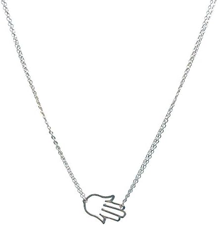 Womens Silver Plated Hamsa Pendant Necklace