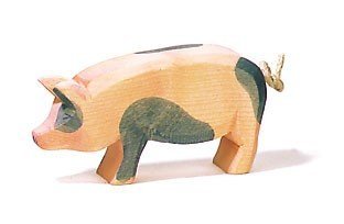 Ostheimer 10951 Pig Figurine Mottled Raised Head by Ostheimer