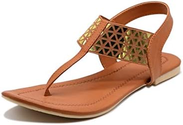 Midsole Women's Casual Synthetic Leather Golden Accent Embellished Fashion Sandals - (FT5012C2)