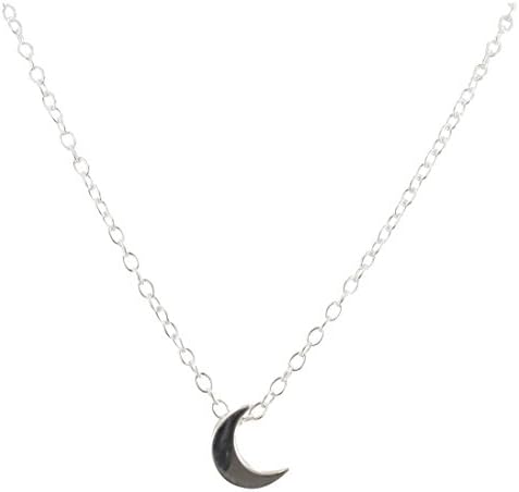 Tiny Sterling Silver Moon Necklace on a 16-18" Cable Chain, Great for Layering, 6403