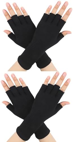 Gravity Threads Fingerless Knit Gloves 4 pieces, Black at Amazon