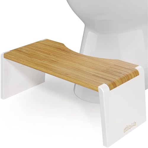 Squatty Potty Stockholm Folding Bamboo Toilet Stool 7" Collapsible, Brown and W…