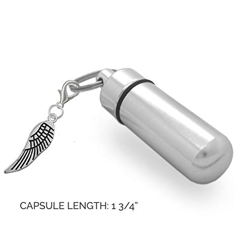 4 Pack Angel Wing Silver Cremation Funeral Keepsake Memorial Vial Urn Key Chains Includes Photo Memorial Keychain and Resizing Software