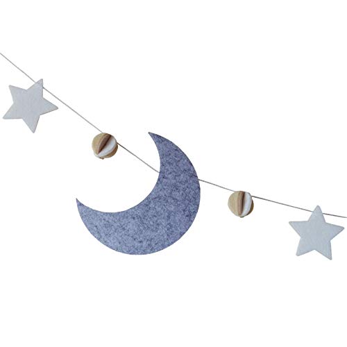 Sorrel + Fern Crib Garland Moon and Stars Felt Garland Baby Nursery DÃ©cor