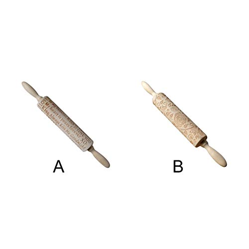 image for Graysky Wooden Christmas Embossed Rolling Pin, 3D Engraved Carved Xmas