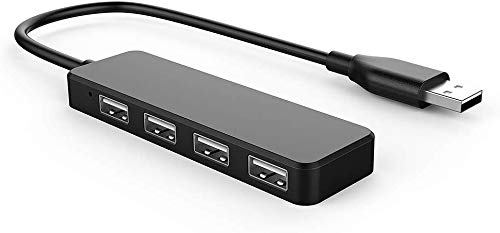 USB Hub, 4-Port USB Splitter Ultra Slim Multiport USB Expander Port Adapter for iMac Pro, MacBook Air, Mac Mini/Pro, Surface Pro, Notebook PC, Laptop, USB Flash Drives, and Mobile HDD(usb 2.0 hub)