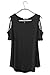Adreamly Women's Casual Summer Short Sleeve Loose Strappy Cold Shoulder Tops Basic T Shirts Blouses Black Large