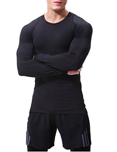 image for Lavento Men's Compression Shirts Baselayer Crewneck Long-Sleeve Dry Fi