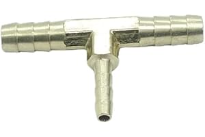 CDQBWKJGFJ 3 Pcs 1/4" Barb x 1/4" Barb x 1/8" Barb Tee Reducer Brass 3 Way Fitting Barbed T Fitting