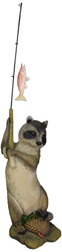 Design Toscano The Masked Fisherman Raccoon Statue, Multicolored
