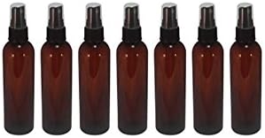 Plastic Amber bullet bottles with black fine mist sprayers. 2 oz. Pack of 7.