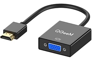 HDMI to VGA Adapter,QGeeM Gold-Plated HDMI to VGA Converter (Male to Female) Compatible with Laptop,Desktop,PC,Monitor,Projec