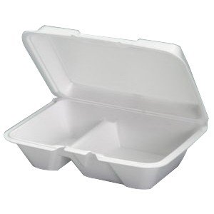 Genpak 20520 Lrg Deep Foam Hinge Lid Deli Cntner, 2Comp Wht 6-1/2x2-7/8x9-1/5 Pack of 100 (Case of 2 Packs)