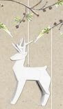 1 X One Hundred 80 Degrees Porcelain White Deer Ornament