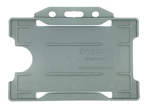 Identity-Plus: Grey Rigid Open Faced Landscape ID Card Badge Pass Holder (100)