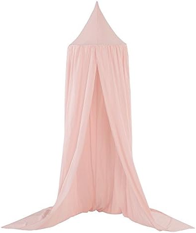 FANTASIEN Cotton Canvas Dome Bed Canopy Kids Play Tent Mosquito Net for Baby Kids Room Indoor Outdoor Playing Reading (pink)