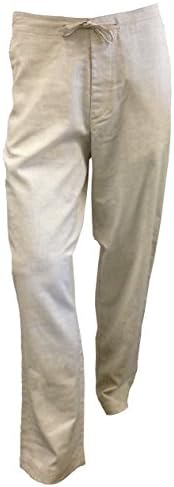 Men's Linen/Cotton Drawstring Pants (3X-Large, Beige)
