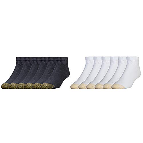 Gold Toe Men's 6-Pack Cotton Quarter 656 Athletic Sock 2 Pack Black/White Combo 12 Pairs (12 pairs size 10-13, Black/White)
