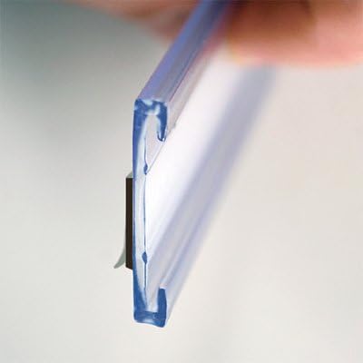 SmartSign Label Holder"C" Design | 1" x 6" Clear Plastic with Magnetic Back, Pack of 25