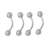 Eyebrow Piercing CR 16G Lot of 4 Eyebrow 16 Gauge Stainless Steel (1.2mm) 4 Pieces - Choose Your Size