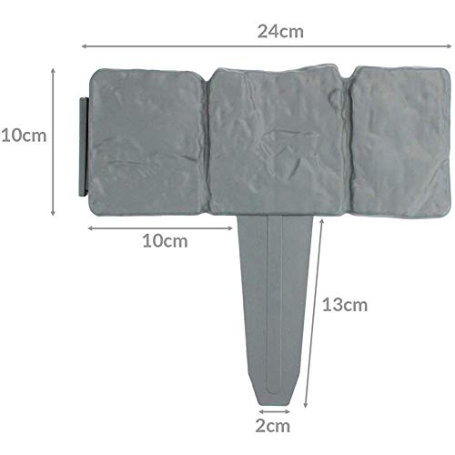 OBen 40 pack Cobbled Stone Effect Garden Lawn Edging Plant Border