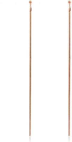 Windshow Long Flat Snake Chain Shoulder Duster Drop Dangle Earrings