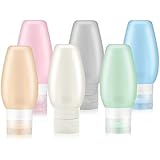 Travel Bottles TSA Approved, Uerstar 3oz Leak Proof BPA Free Silicone Cosmetic Travel Size Toiletry Containers for Shampoo Lotion Soap (6 Pack)