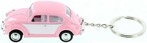 Volkswagen Pink and White Classic Beetle Bug Key Chain 1967 1:64 Scale Diecast Model Car