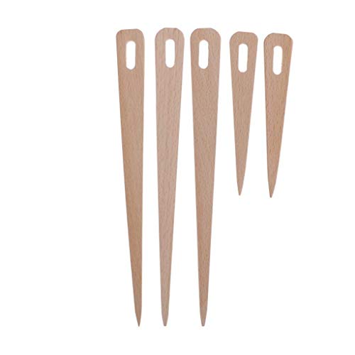 COPYLOVE 5pcs DIY Weaving Tool Wood Needles, Wood Hand Loom Stick Wooden Shuttle Tapestry Weaving Knit Handcrafts Tool Pointed Knitting Needles
