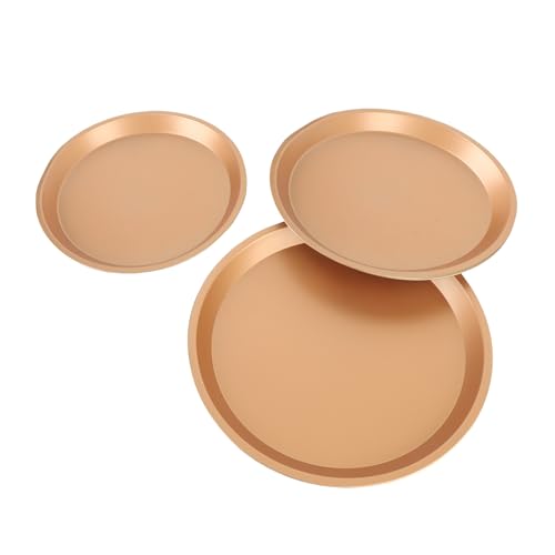Karlak 10, 11, 12 Inch Pizza Pan Set, Carbon Steel Pizza Pans with Even Heat Conduction for Various Ovens, Lightweight Baking Trays for Pizzas, Cakes, Pies, and More
