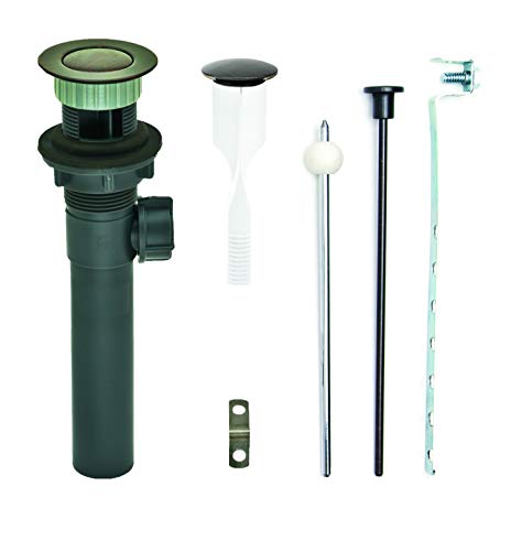 PF WaterWorks PF0324-ORB-GR ClogFREE Patented Pop-Up Drain for Bathroom Sink/Lavatory with Never Clog Magnetic Stopper, Gray Finish Body with Overflow, Tailpiece Dia 1.25 in, Oil Rubbed Bronze