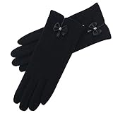 Womens Winter Touch Screen GlovesWarm Fleece Lining Driving Texting Gloves (Black)