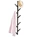MyGift Wall Mounted Brown Bamboo Hall Tree Coat Rack, Hanging Narrow Hat Rack with 10 Peg Hooks