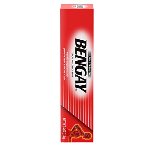 BENGAY ULTRA STRENGTH TOPICAL PAIN RELIEF CREAM, NON-GREASY TOPICAL ANALGESIC FOR MINOR ARTHRITIS, MUSCLE, JOINT AND BACK PAIN, CAMPHOR, MENTHOL AND METHYL SALICYLATE, 4 OZ