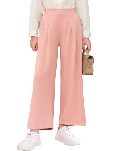 Haloumoning Girls Wide Leg Dress Pants Pink