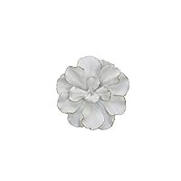 Sagebrook Home 12040-01 Flower Wall Plaque, White/Gold Polyresin, 10 x 10 x 2.5 Inches,