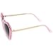 zeroUV Women's Transparent Glitter Frame Metal Temple Heart Shaped Sunglasses 53mm (Pink-Gold/Lavender)