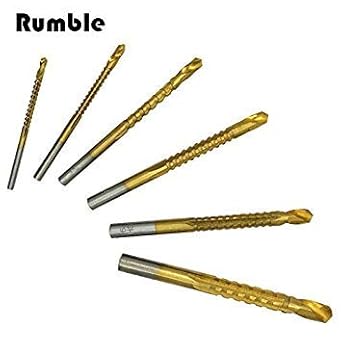 Generic 6pcs/set 3-8mm Titanium Coated High Speed Steel Woodworking Drill Bit Hole Saw Power Drilling for Plastic Metal Wood Hand Tool