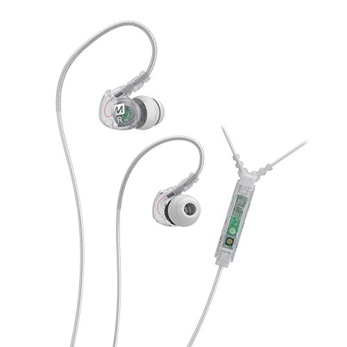 MEE audio Sport-Fi M6P Memory Wire In-Ear Headphones with Microphone, Remote, and Universal Volume Control (Clear)