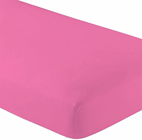 100% Cotton Pink Fitted Crib Sheet, Cozy and Soft Solid Color Toddler Sheet, 28 x 52 Inches, Pink