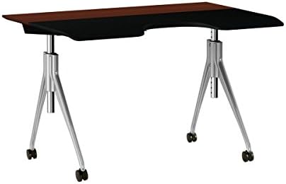 Herman Miller Envelop Desk with Casters - Medium Brown Walnut Veneer Top/Metallic Silver Base