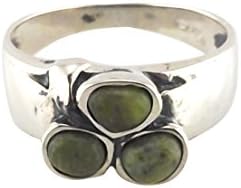 Connemara Irish Marble Cigar Band 3 Stone Ring #7064-6