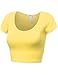 Fifth Parallel Threads FPT Womens Basic Short Sleeve Scoopneck Crop Top Yellow M