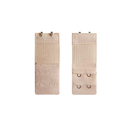 Simunliyg 6 Pcs Women Elastic Bra Extender Bra Lingerie Extenders 2 Hooks 2 Rows Extension Strap, Black/White/Beige