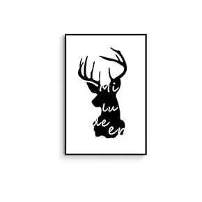 Framed Canvas Wall Art for Living Room, Bedroom Black Deer Canvas Prints for Home Decoration Ready to Hanging - 16x24 inches
